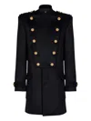 Balmain Virgin Wool Coat With Iconic Gold Buttons In Black