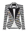 Balmain Diamond-print Peak-lapel Blazer In Black