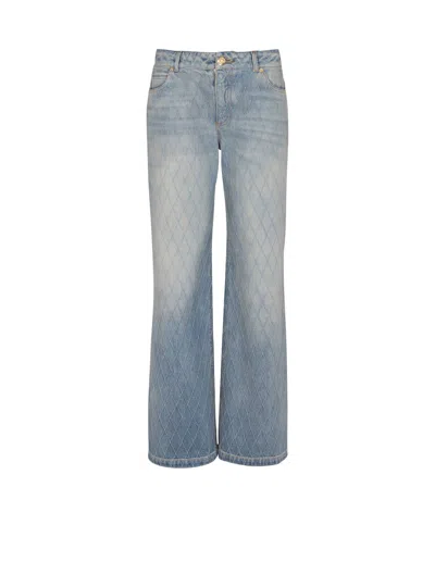Balmain Diamond Denim Straight-fit Jeans In Blue