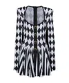 Balmain Diamond-intarsia Knitted Mini Dress In Black