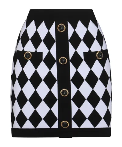 BALMAIN BALMAIN DIAMOND PATTERN KNIT MINI SKIRT
