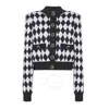Balmain Diamond-intarsia Virgin Wool Cardigan In Multi