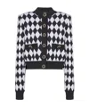 Balmain Diamond-intarsia Virgin Wool Cardigan In Multi