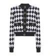 Balmain Diamond-intarsia Virgin Wool Cardigan In Multi