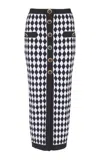 Balmain Buttoned Midi Skirt In Black,white