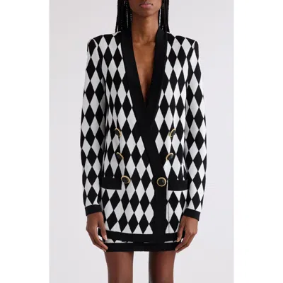 Balmain Diamond Patterned Jacquard Jacket In Multi