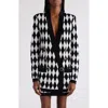 Balmain Diamond Patterned Jacquard Jacket In Eab Black/white