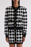 Balmain Diamond-intarsia Virgin Wool Cardigan In Multi