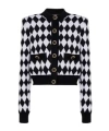 Balmain Diamond-intarsia Virgin Wool Cardigan In Multi