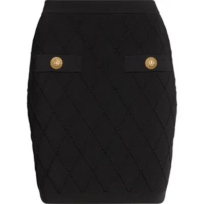 Balmain Diamond Milano Stitch Sweater Skirt In Black