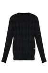 Balmain Black Chunky Diamond Jacquard Sweater In Nero
