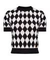 Balmain Cropped Button-embellished Jacquard-knit Top In Black