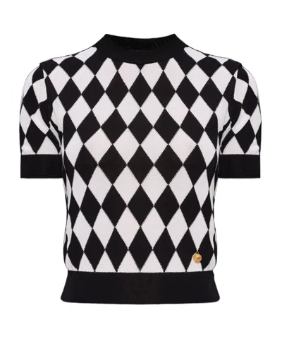 BALMAIN DIAMOND INTARSIA KNIT TOP