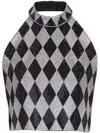 Balmain Diamond Print Crystal Embellished Top In Black