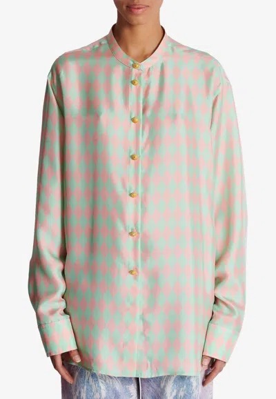 Balmain Diamond Print Silk Shirt In Multicolor
