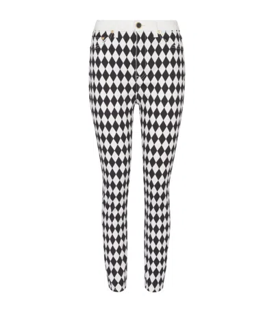 Balmain Diamond Print Skinny Jeans In White