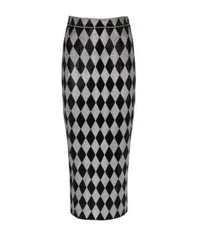 Balmain Diamond Rhinestone Midi Skirt In Black