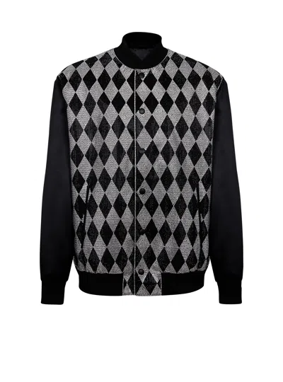 Balmain Diamond Satin Bomber Jacket With Rhinestones In Black
