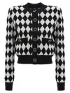 Balmain Diamond-intarsia Virgin Wool Cardigan In Multi