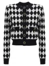 Balmain Diamond-intarsia Virgin Wool Cardigan In Multi