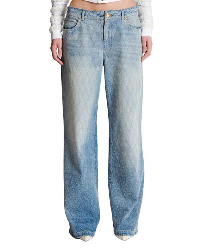 Balmain Diamond Washed Denim Straight-fit Jeans In Blue