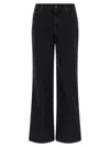 Balmain High Waist Quilted Wide Leg Denim Jeans In Black