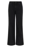Balmain High Waist Quilted Wide Leg Denim Jeans In Black