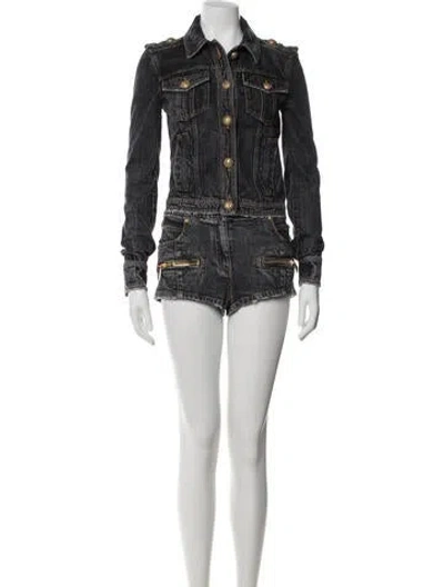 Pre-owned Balmain Distressed Accents Short Set In Multi