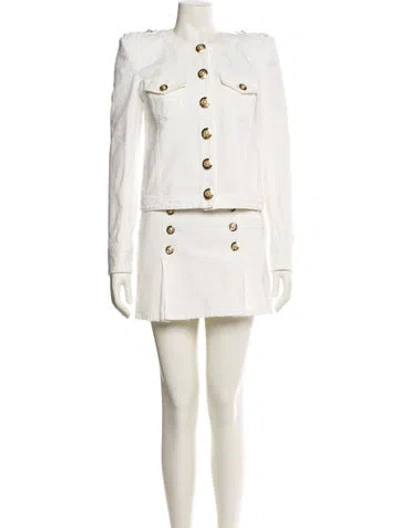 Pre-owned Balmain Distressed Accents Skirt Set In Multi