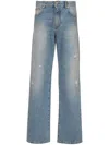 Shop Balmain Distressed And Ripped Blue Jeans