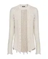 Balmain Distressed Cable-knit Jumper In White