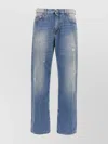 Balmain Distressed Denim Trousers With Front And Back Pockets