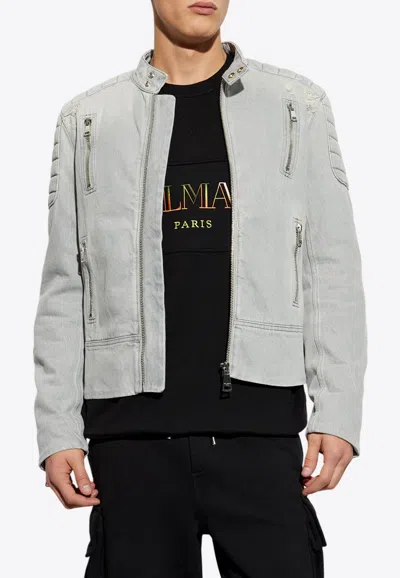 BALMAIN DISTRESSED-EFFECT DENIM JACKET