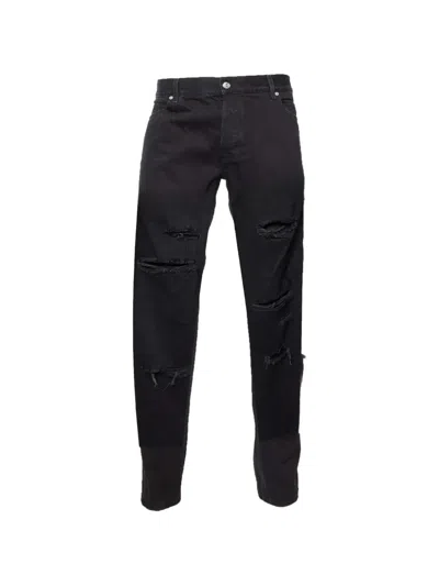 Pre-owned Balmain Distressed Ripped Jeans In Black