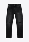 Balmain Black Denim Jeans With Wear Men In Black