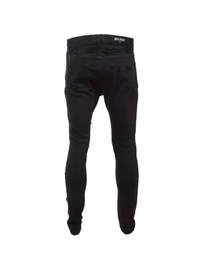 Pre-owned Balmain Distressed Skinny Jeans In Black