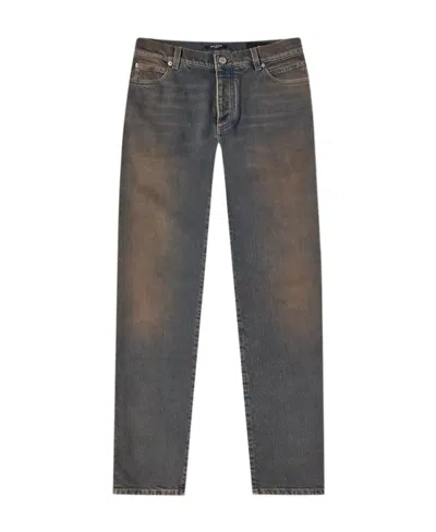 Balmain Distressed Slim-fit Jeans In Black