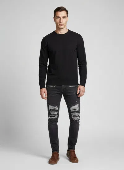 Balmain Distressed Slim-fit Jeans In Blue