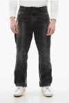 Balmain Distressed Straight Denims With Zipped Detail