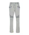 Balmain Light Blue Skinny Jeans With Logo Patch And Ribbed Knees In Gray