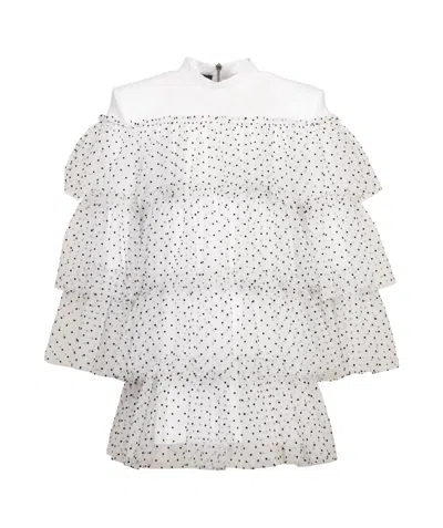 Balmain Dot Printed Skirt In White