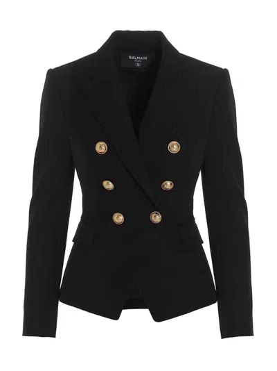 BALMAIN DOUBLE BREAST BLAZER JACKET WITH LOGO BUTTONS