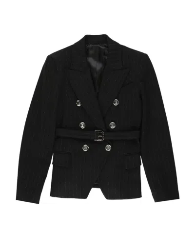 Balmain Double-breasted Blazer In Black