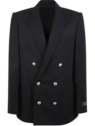 Balmain Double-breasted Blazer In Black