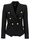 Balmain Double Breast Blazer Jacket With Logo Buttons Blazer And Suits Black In Black