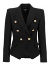 Balmain Double Breast Blazer Jacket With Logo Buttons Blazer And Suits Black In Black