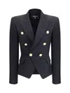 Balmain Wool Blazer With Iconic Metal Buttons In Black