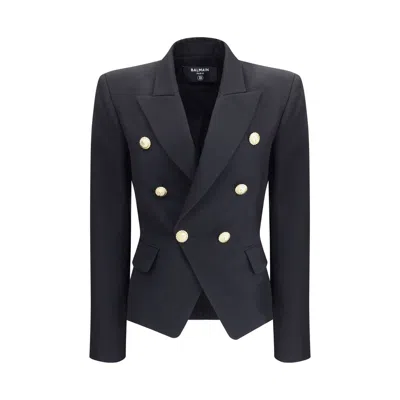 Balmain Women Double-breasted Blazer In Black