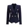 Balmain Structured Double-breasted Blazer Peak Lapels In Black