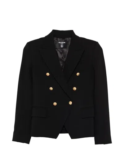 Balmain Kids' Double-breasted Blazer In Black